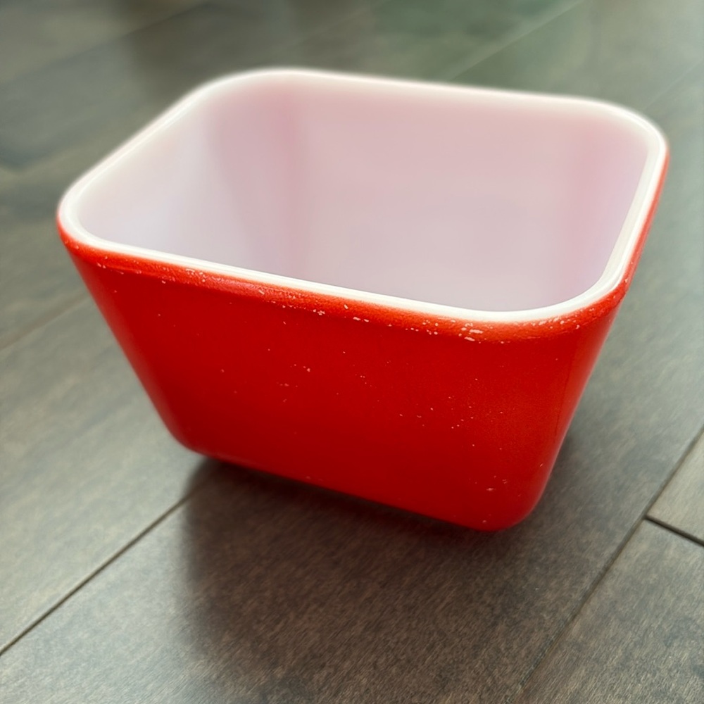 PYREX Vintage Oven Refrigerator Storage Dish, Antique Kitchen Food Storage Red